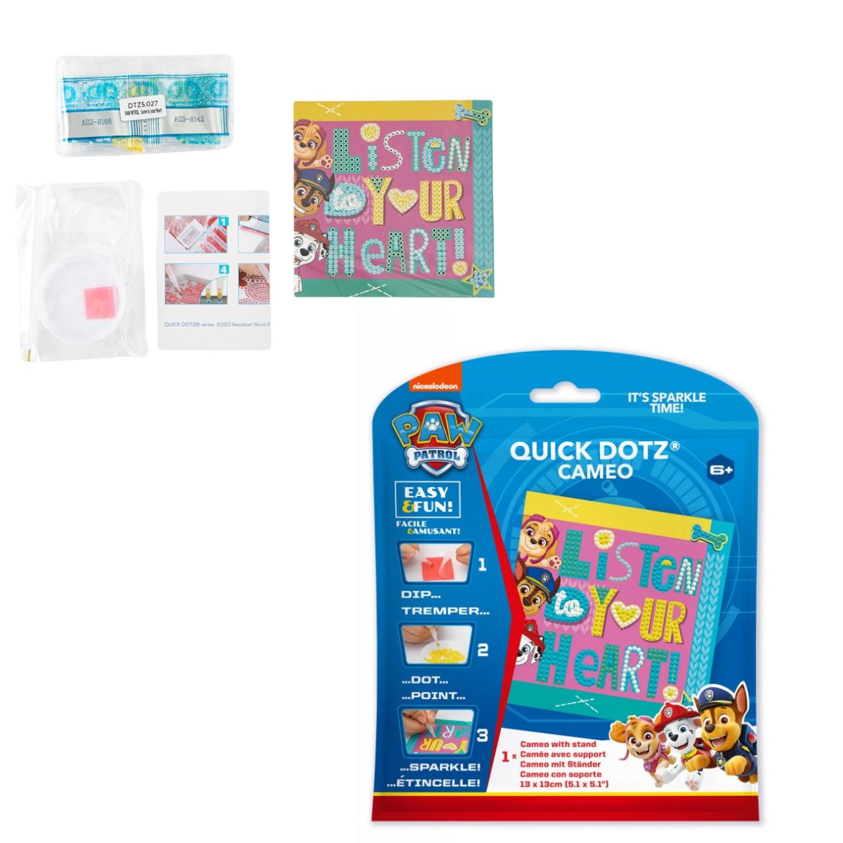 DIAMOND DOTZ Quick DOTZ Paw Patrol Listen to Your Heart Diamond Art Painting Kit 5.1" X 5.1"