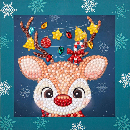 DIAMOND DOTZ Quick DOTZ Festive Holiday Reindeer Diamond Art Painting Kit 5.1" X 5.1"
