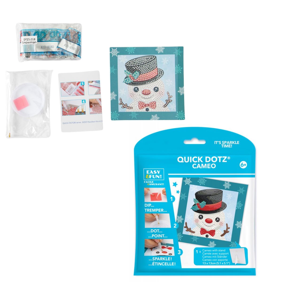 DIAMOND DOTZ Quick DOTZ Festive Holiday Snowman Diamond Art Painting Kit 5.1" X 5.1"