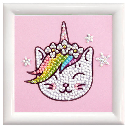 DIAMOND DOTZ Rainbow Uni Puss Unicorn Kitty Cat Diamond Art Painting Kit 4" X 4"