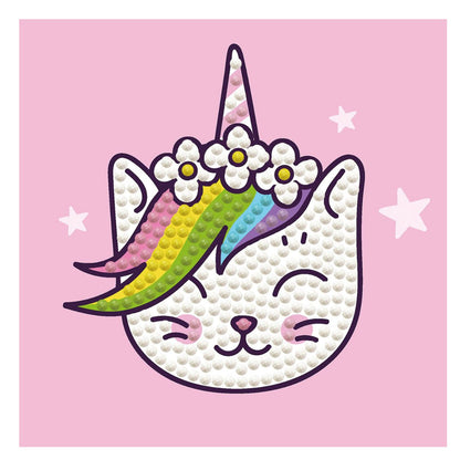 DIAMOND DOTZ Rainbow Uni Puss Unicorn Kitty Cat Diamond Art Painting Kit 4" X 4"