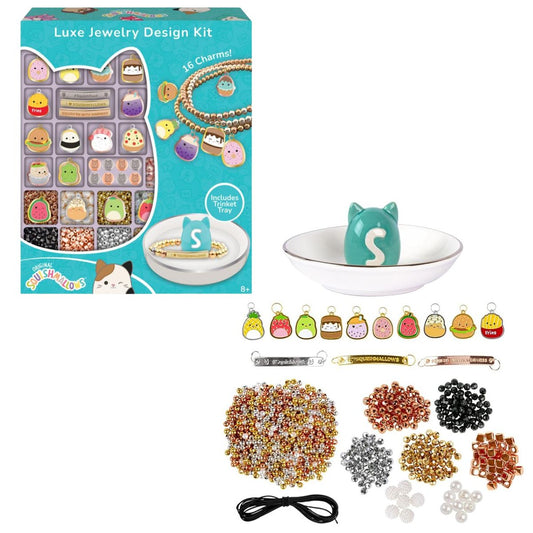 Squishmallows Luxe Jewelry Design Kit, Includes Trinket Tray & 16 Character Charms
