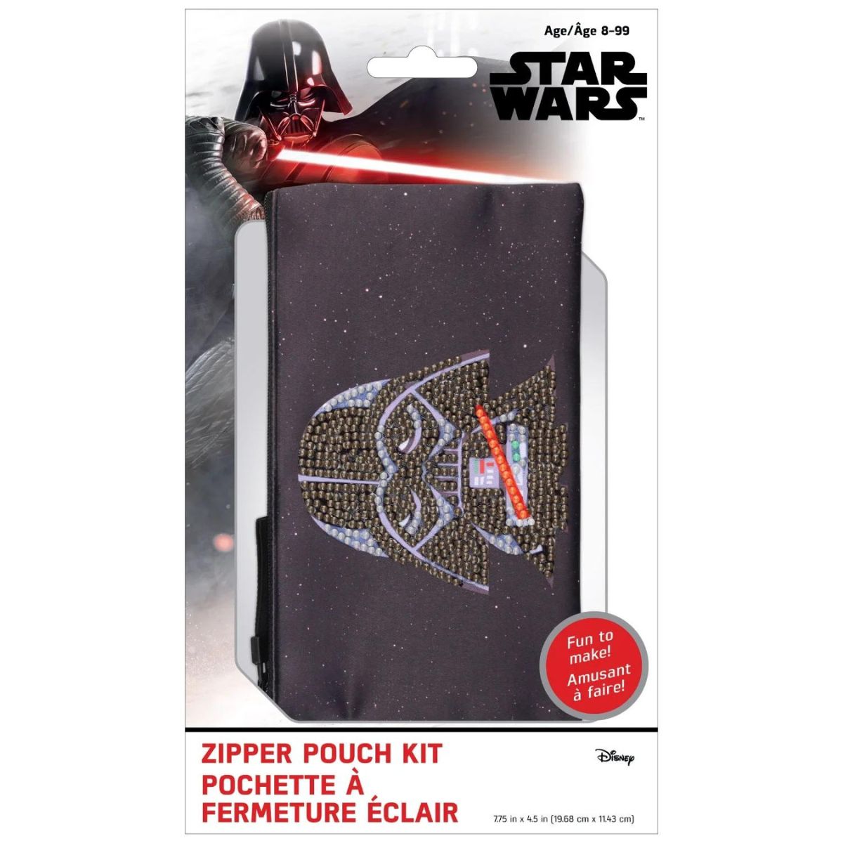 DIAMOND DOTZ Diamond Painting 7" Zipper Pouch Activity Kit, Star Wars Darth Vader
