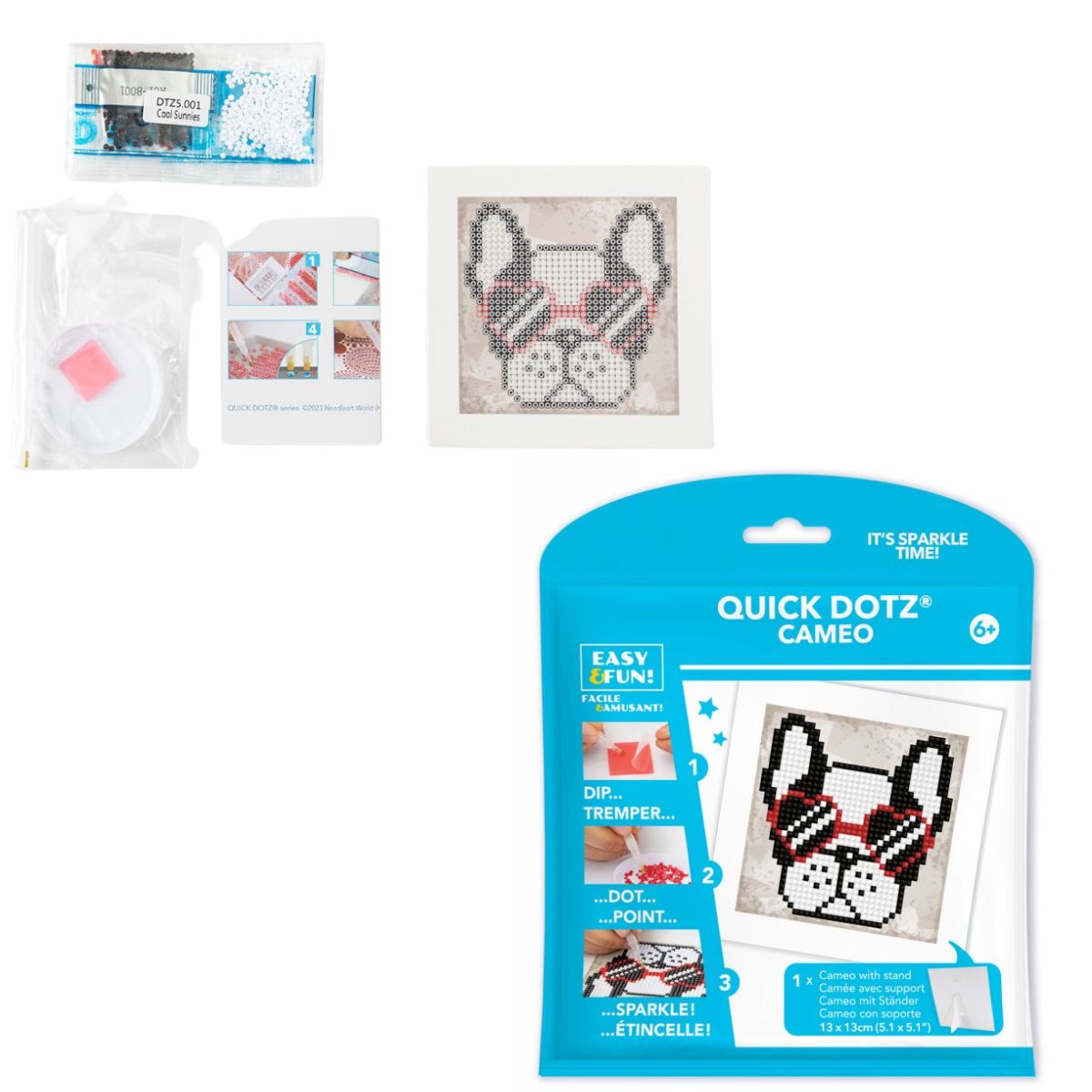 DIAMOND DOTZ Quick DOTZ Cool Sunnies Dog Diamond Art Painting Kit 5.1" X 5.1"