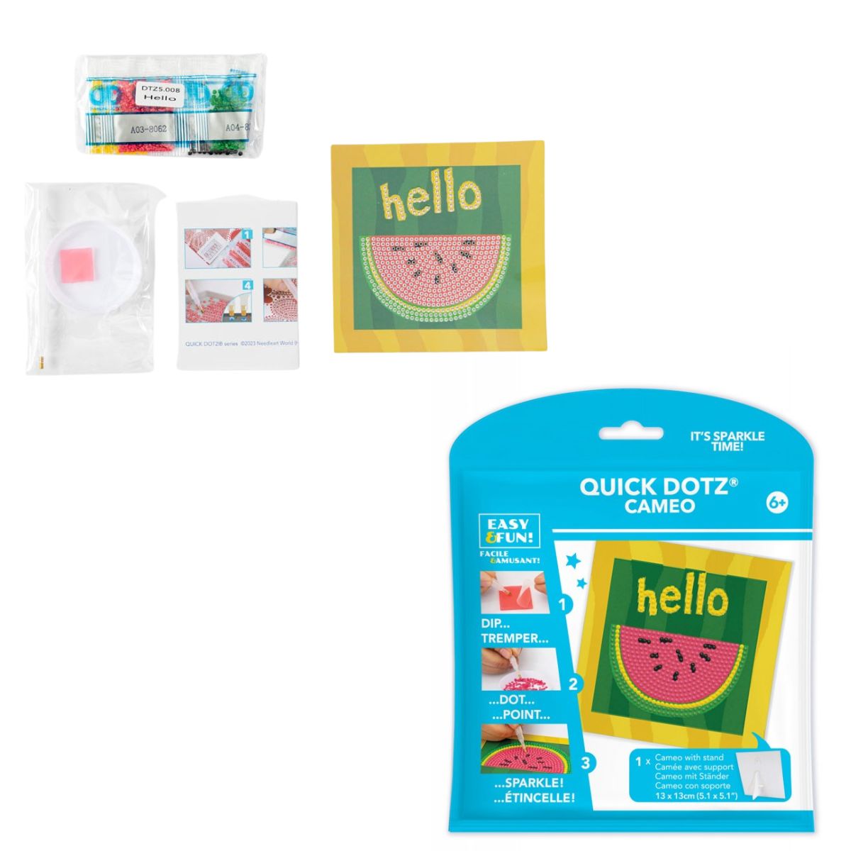 DIAMOND DOTZ Quick DOTZ  Hello Watermelon Diamond Art Painting Kit 5.1" X 5.1"