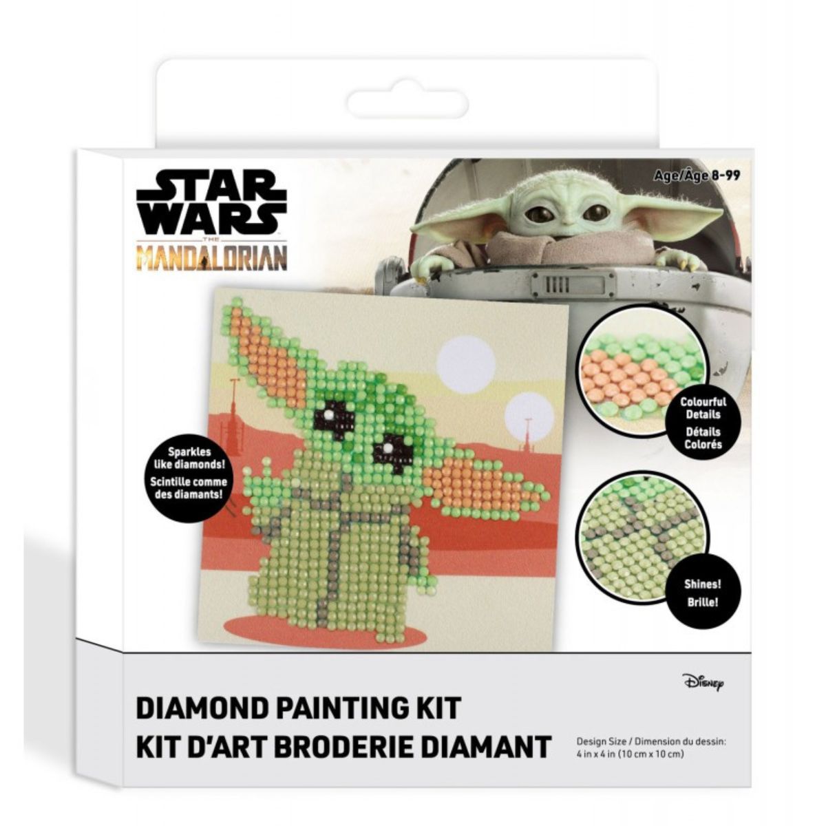 DIAMOND DOTZ Star Wars the Mandolorian Grogu Fun Diamond Art Painting Kit 4" X 4"