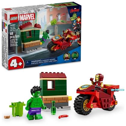 LEGO® Marvel Iron Man with Bike and The Hulk 76287 Building Kit. 68 Pieces, 4+ Ages