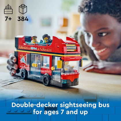 LEGO® City Red Double-Decker Sightseeing Bus 60407 Building Kit, 384 Pieces