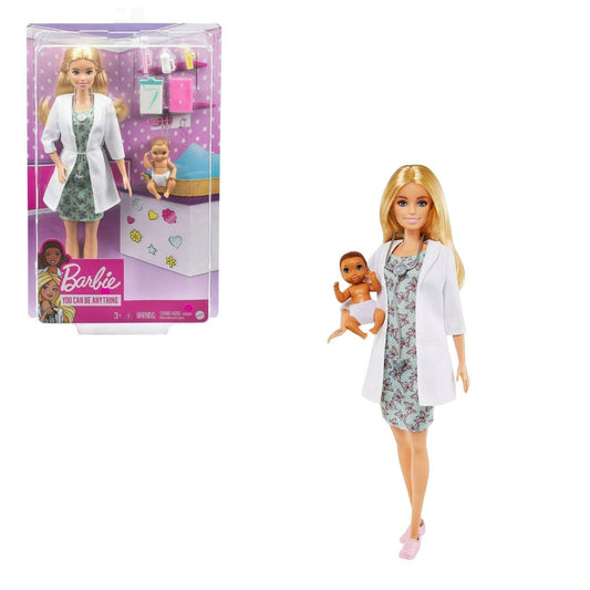 Barbie You Can Be Anything, Blonde Baby Doctor White Scrubs Playset
