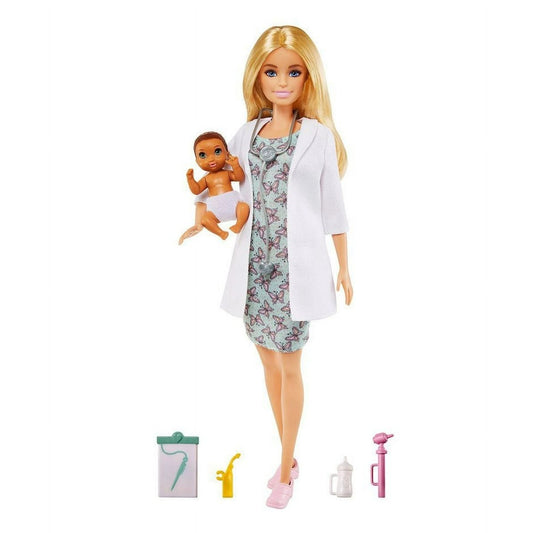 Barbie You Can Be Anything, Blonde Baby Doctor White Scrubs Playset