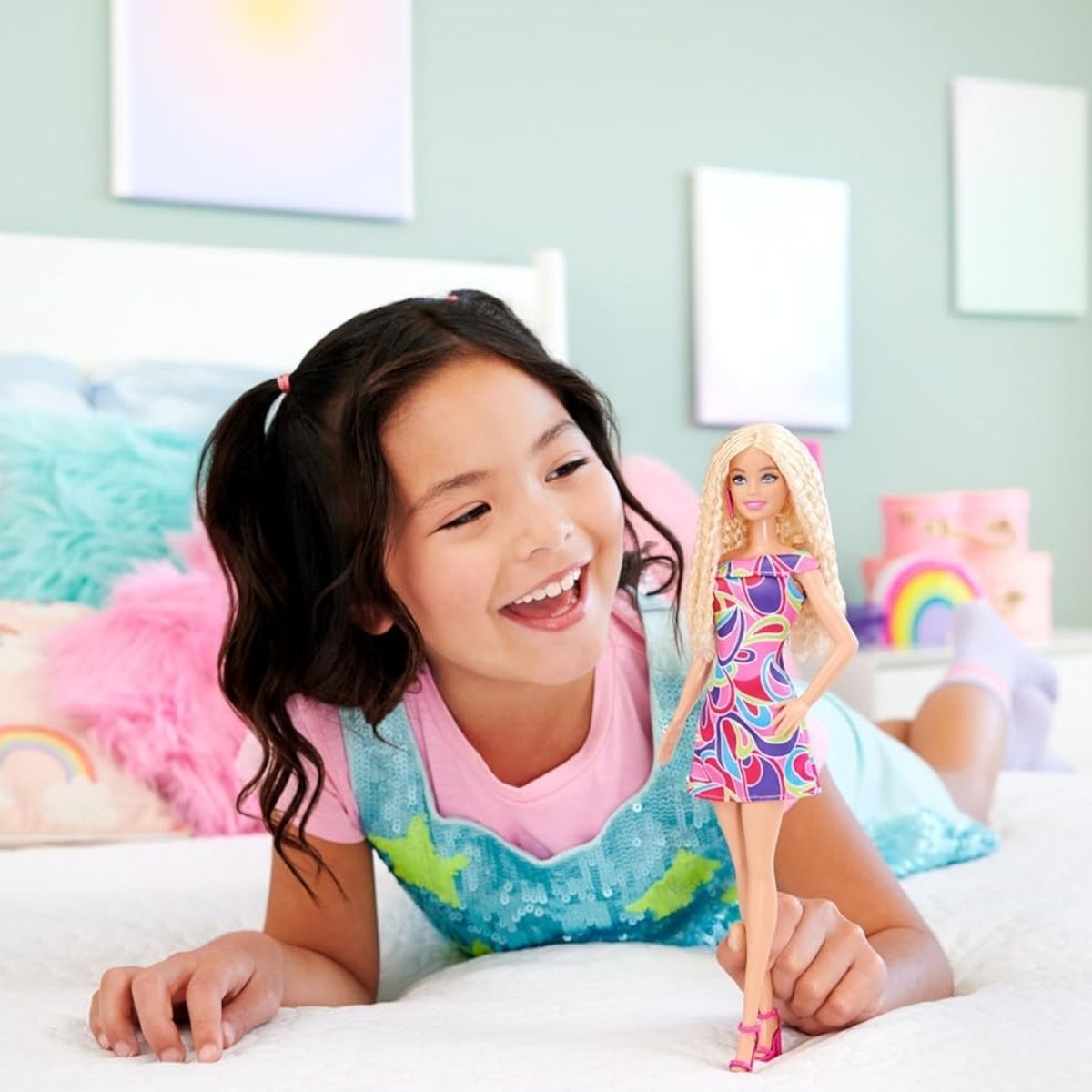 Barbie Fashionistas Doll #223, Blonde Wavy Hair, Totally Hair-Inspired Dress & Accessories, 65th Anniversary