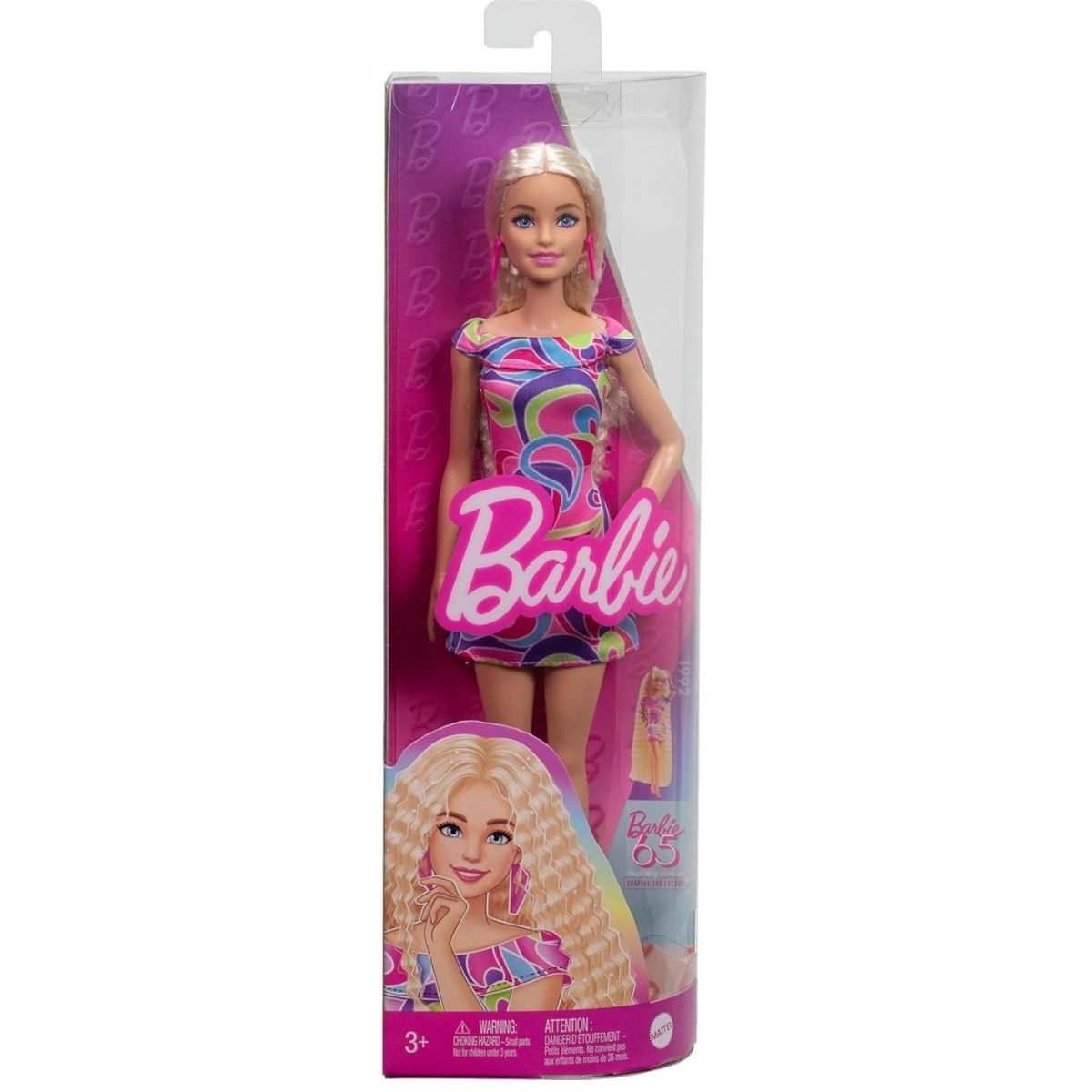 Barbie Fashionistas Doll #223, Blonde Wavy Hair, Totally Hair-Inspired Dress & Accessories, 65th Anniversary