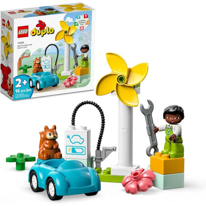LEGO® DUPLO® Town Wind Turbine and Electric Car 10985 Building Toy, 16 Pieces