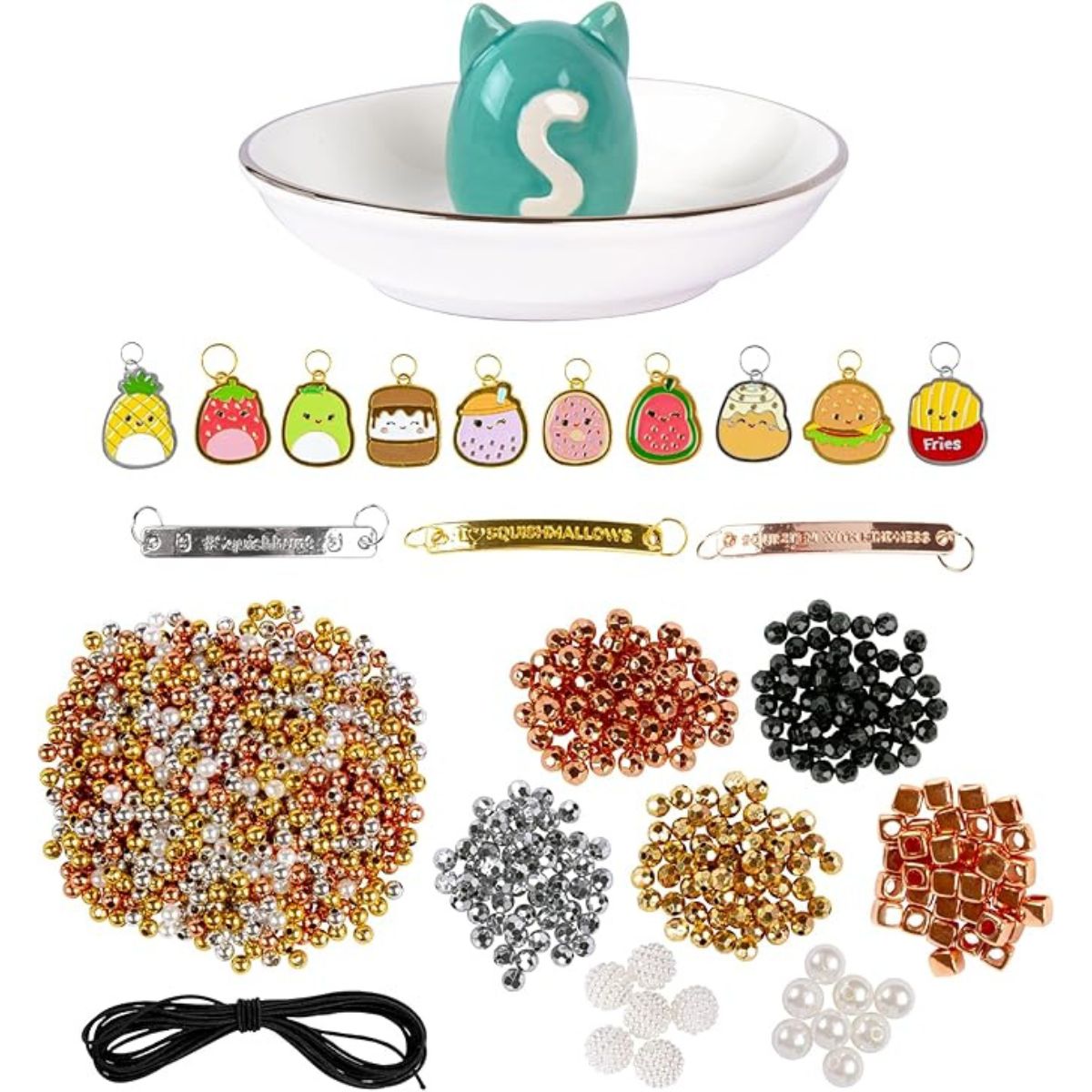 Squishmallows Luxe Jewelry Design Kit, Includes Trinket Tray & 16 Character Charms