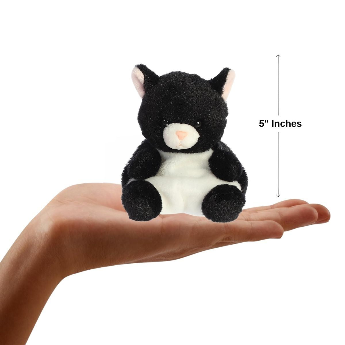 Aurora® Palm Pals™ Cricket Black & White Cat™ 5 Inch Stuffed Animal Plush Toy #1-104 Pet