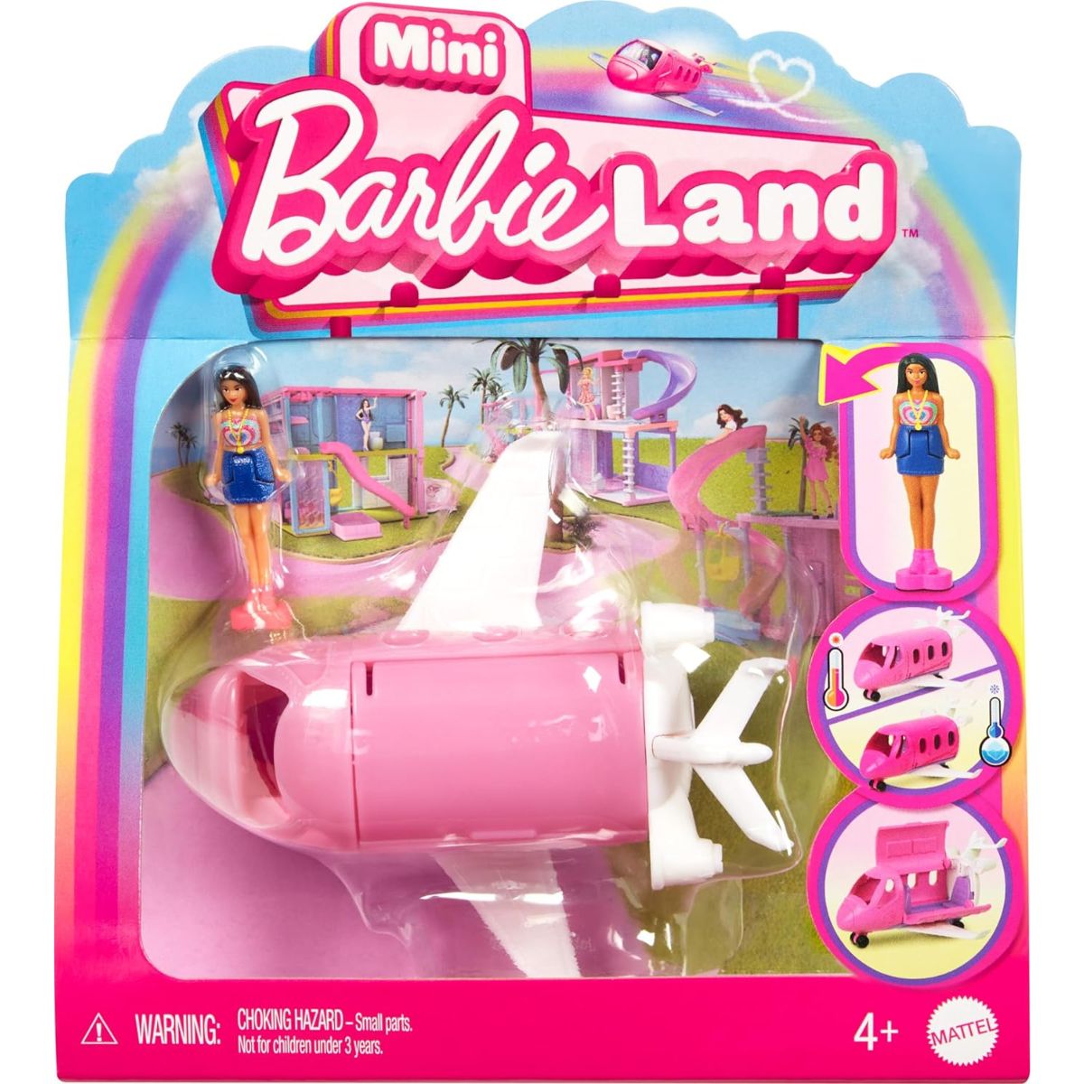 Barbie Mini BarbieLand 1.5" Inch Doll with Color Changing Dreamplane Airplane Vehicle Set