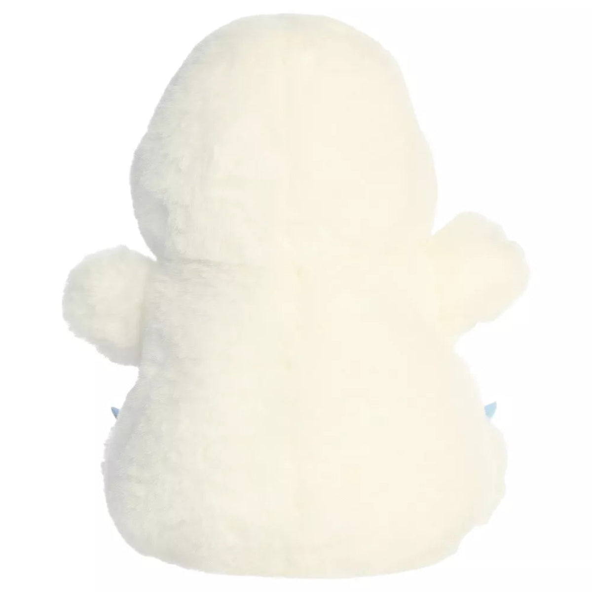 Back view of Aurora Bumble 8-inch plush highlighting solid snowy-white fluffy plush fur.   