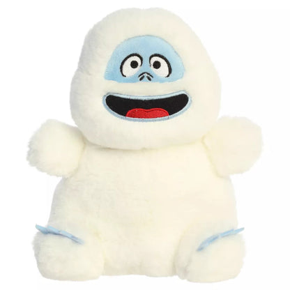Front seated view of Aurora Bumble the Abominable Snow Monster 8-inch plush with white fur, ice-blue face, and open smile.