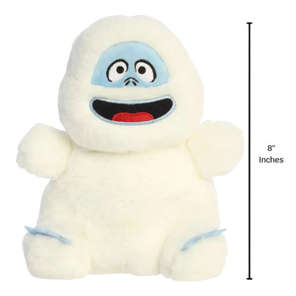 Aurora Bumble the Abominable Snow Monster plush toy with 8-inch vertical height scale measurement bar.