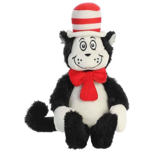 Front view thumbnail of sitting Mini Cat in the Hat plush showing red bowtie and embroidered smile.