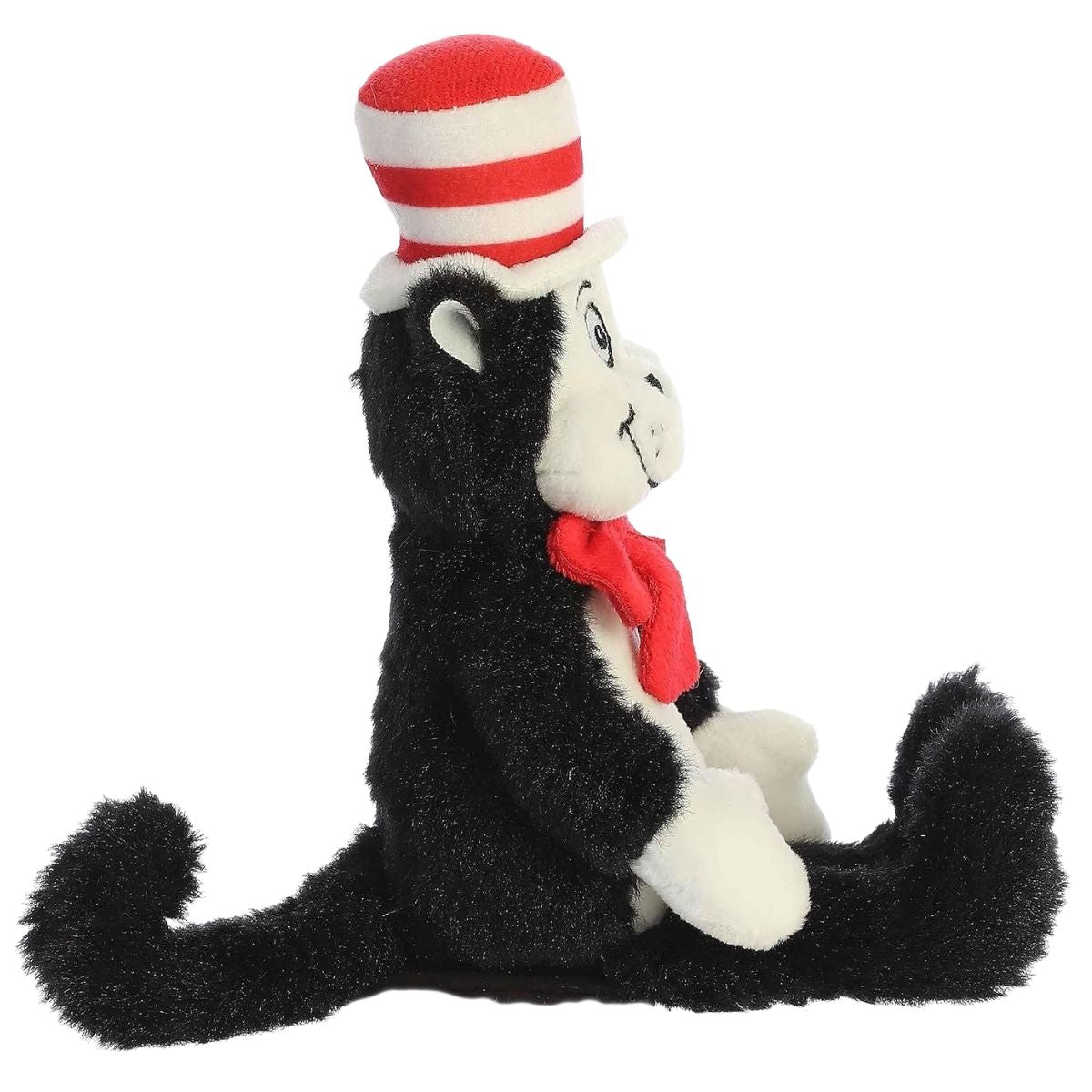 Side profile thumbnail of Mini Cat in the Hat plush displaying long tail and striped stovepipe hat.
