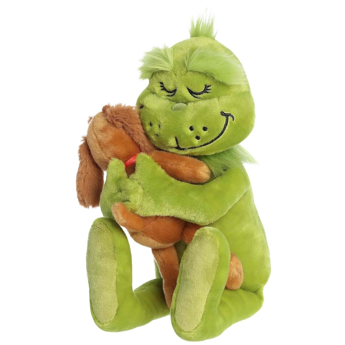 Three-quarter angle view thumbnail of the Grinch and Max Holiday Hugs stuffed plush.