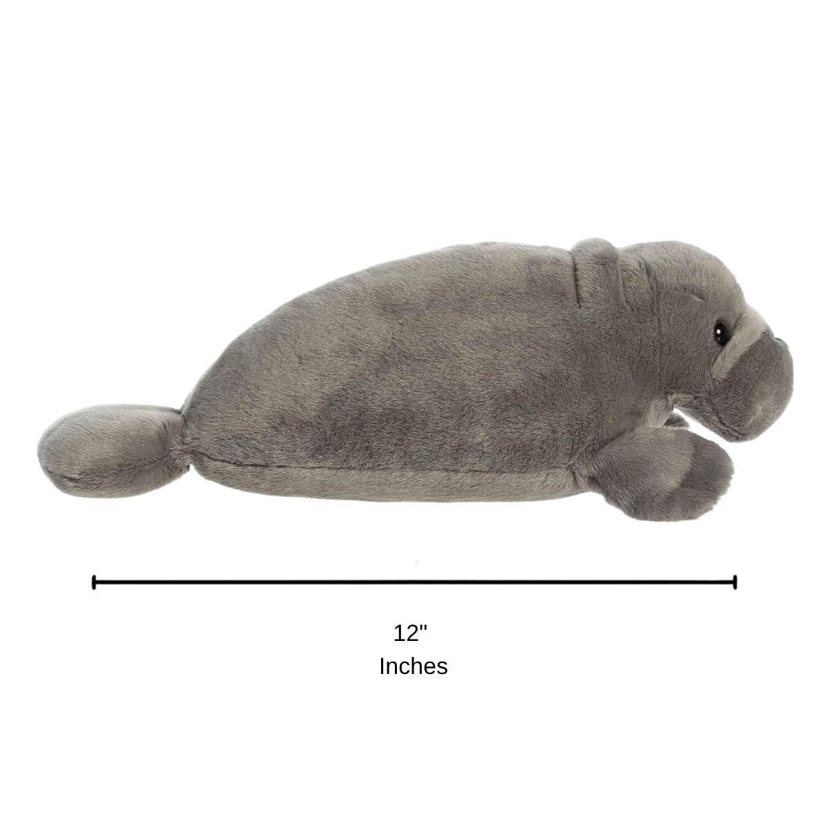 Side profile thumbnail of Manny the Manatee plush displaying 12-inch length measurement graphic indicator.