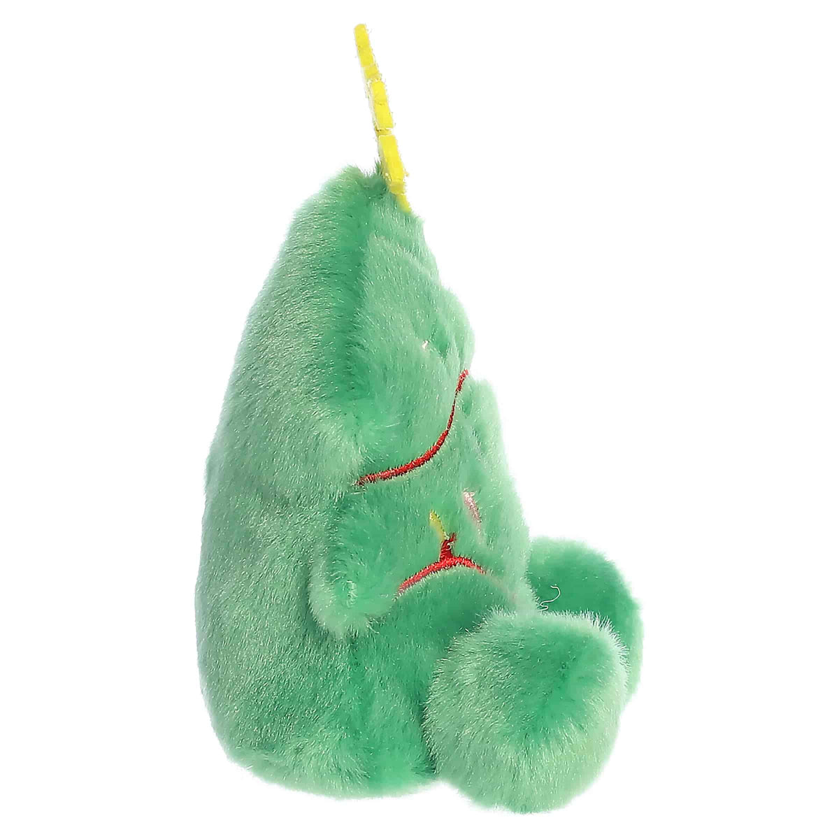 Side profile view of Aurora Palm Pals Balsam Christmas Tree plush showing green tiered branches and seated pose.