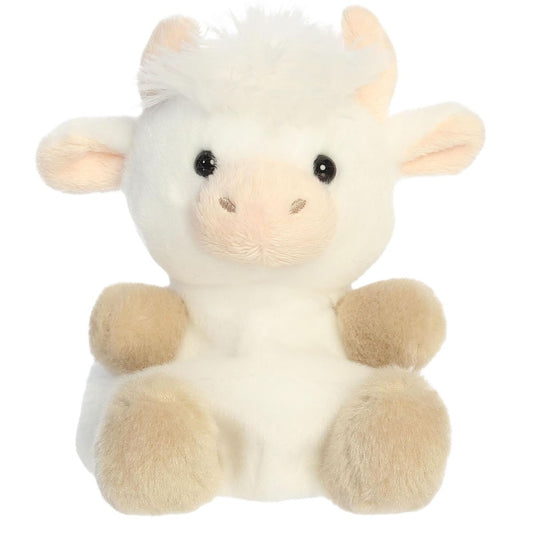 Front view thumbnail of sitting Halleigh Highland Cow plush displaying brown hooves, beige snout, and black eyes.