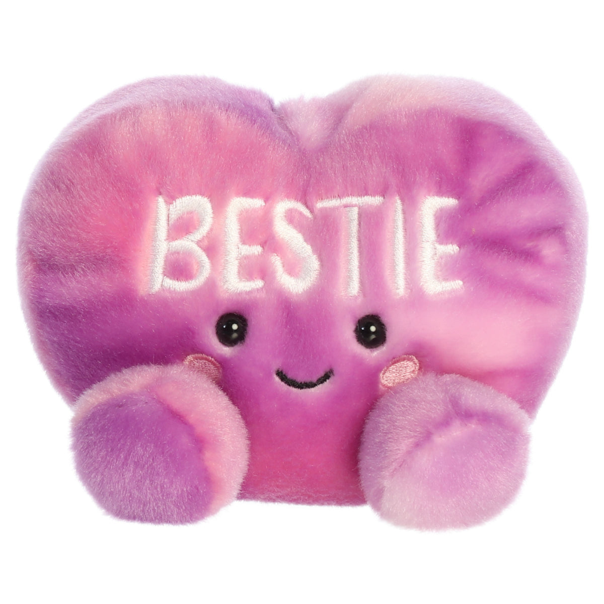 Aurora Palm Pals Bestie Candy Heart 5-inch plush stuffed animal toy with embroidered BESTIE message.