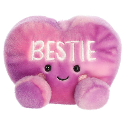 Aurora Palm Pals Bestie Candy Heart 5-inch plush stuffed animal toy with embroidered BESTIE message.