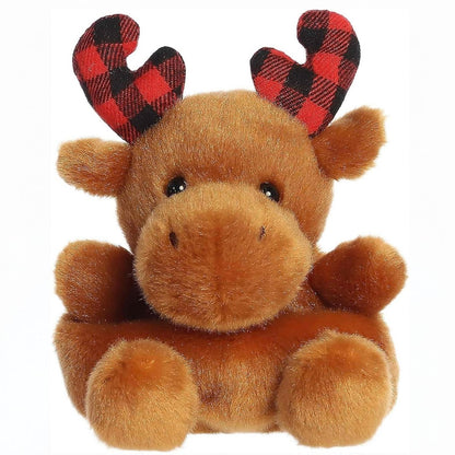 Front view thumbnail of sitting Aurora Palm Pals Clove Plaid Moose plush.