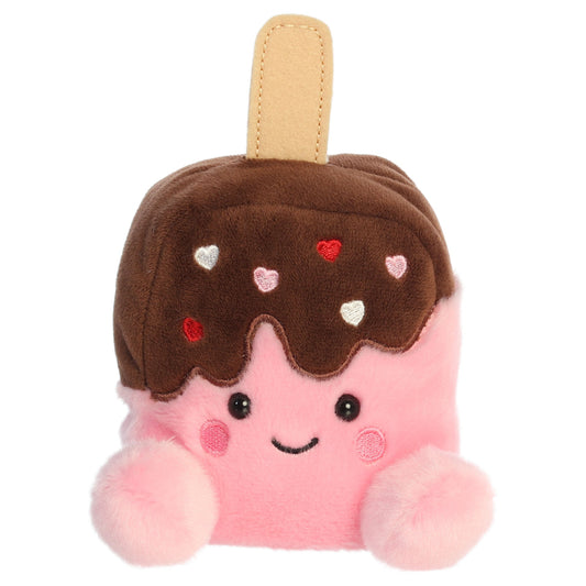 Aurora Palm Pals Dulce Heart Ice Cream 5-inch plush stuffed animal toy with chocolate drip and heart sprinkles.