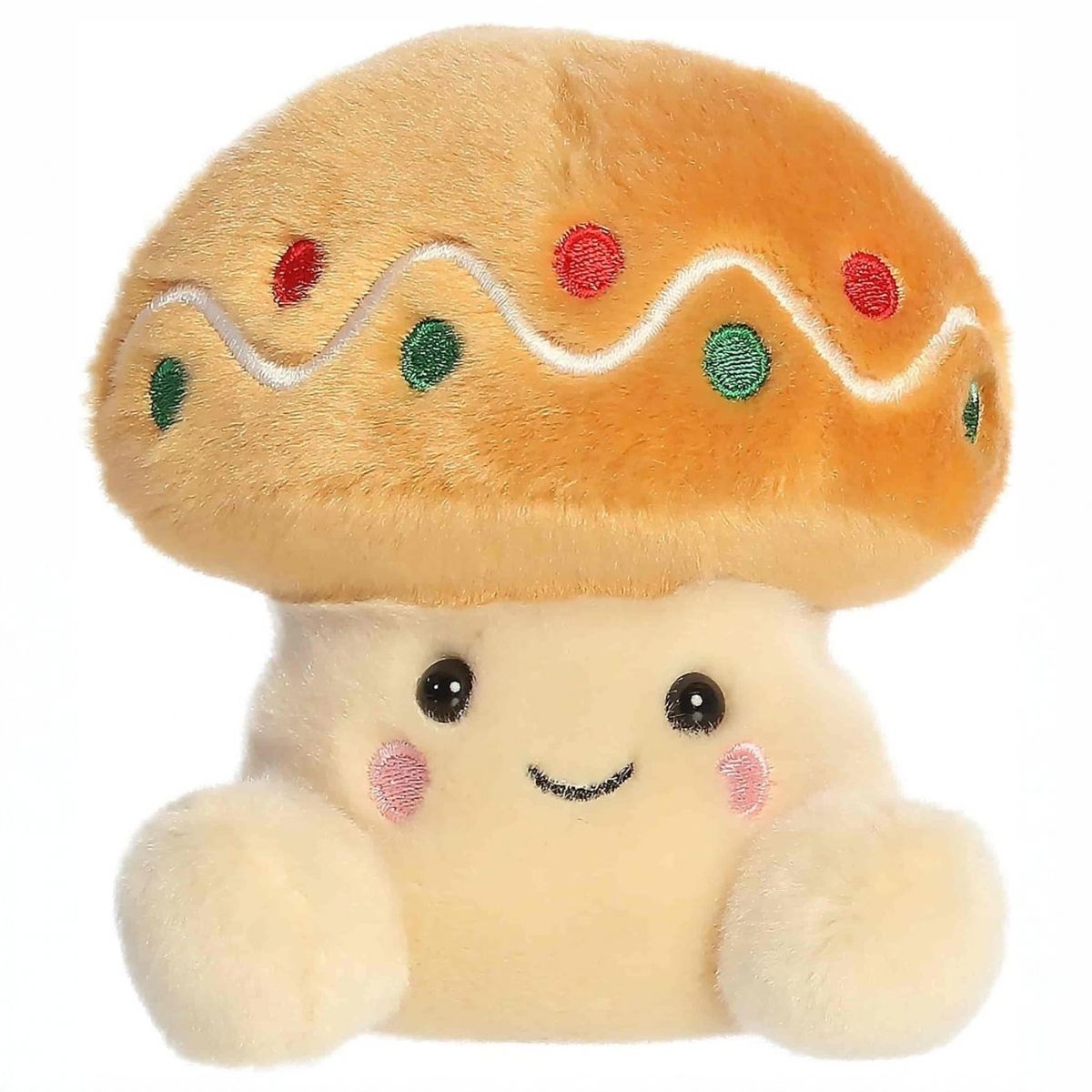 Front view thumbnail of sitting Aurora Palm Pals Ginger Cookie Mushroom plush.