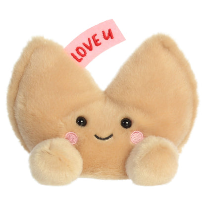 Aurora Palm Pals Love U Fortune Cookie 5-inch plush stuffed animal toy with pink fortune tag.