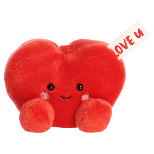 Aurora Palm Pals Love You Note Heart 5-inch plush stuffed animal toy with white LOVE U tag.