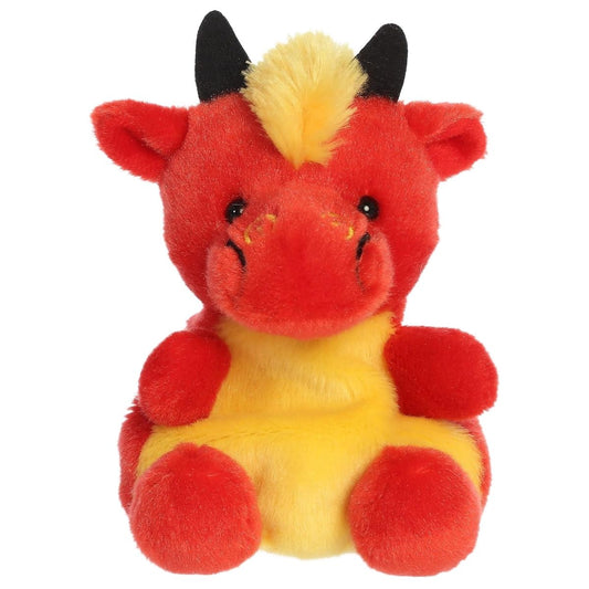 Front view thumbnail of sitting Bruce Chinese Dragon plush showing yellow chest patch and black horns.