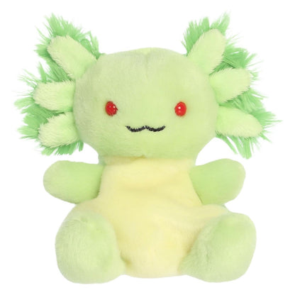 Front view thumbnail of sitting Ecto Radioactive Axolotl plush showing red eyes, yellow belly, and green gill frills.