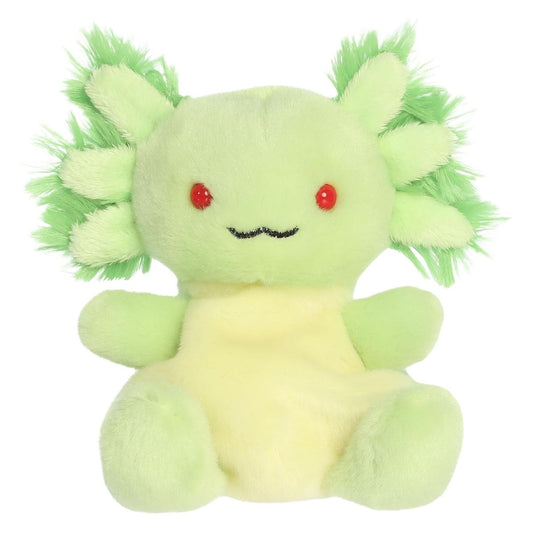 Front view thumbnail of sitting Ecto Radioactive Axolotl plush showing red eyes, yellow belly, and green gill frills.