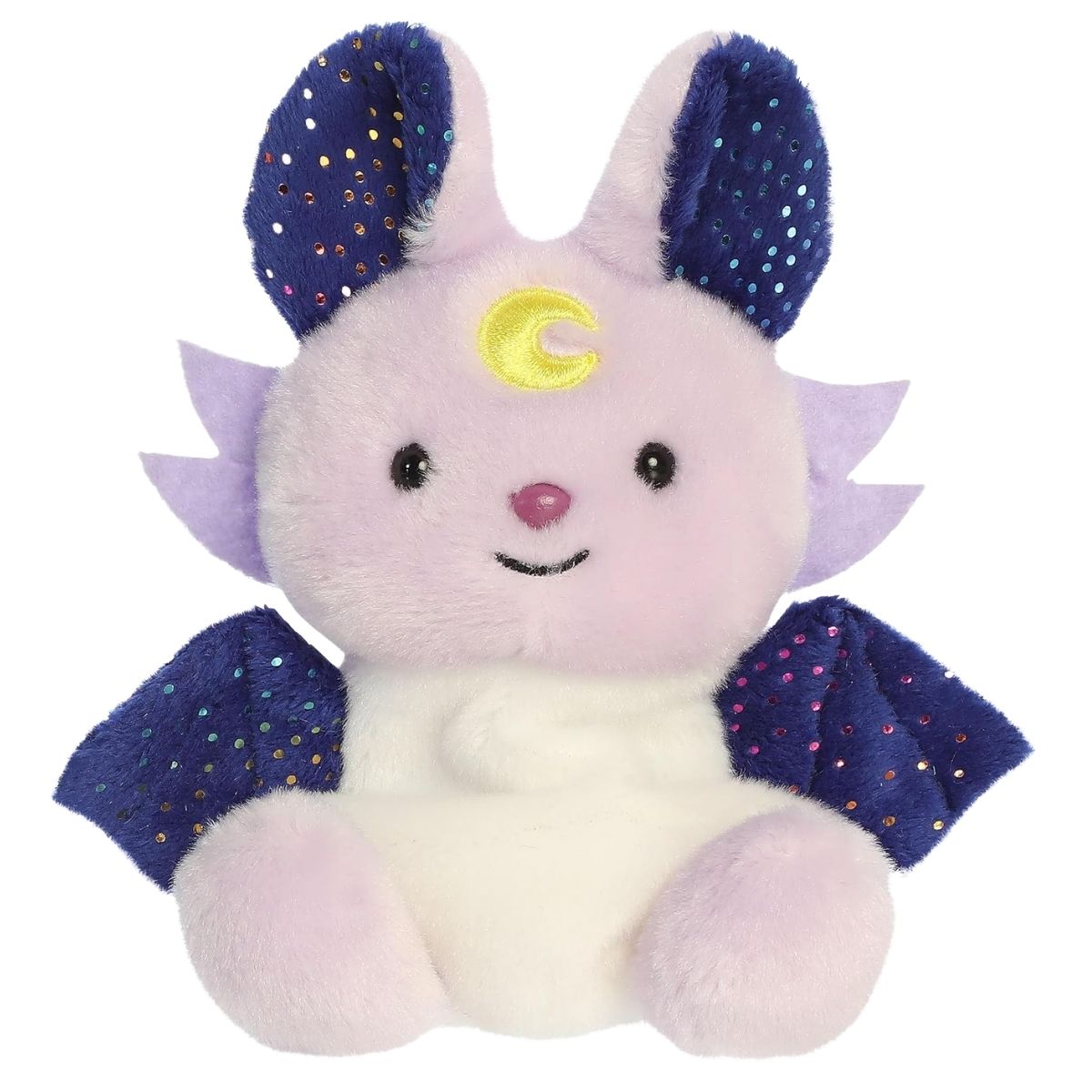 Front view thumbnail of sitting Nora Night Beast plush showing crescent moon crest, midnight blue horns, and rosy cheeks.