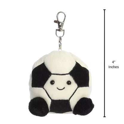 Aurora Palm Pals Striker Soccer clip-on plush with 4-inch vertical height scale measurement bar.