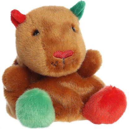 Aurora Palm Pals Syd Holiday Capybara 5-inch plush stuffed animal toy with red and green festive accents.
