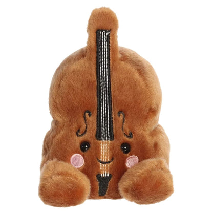 Front view thumbnail of sitting Vanessa Violin plush showing black fingerboard and embroidered pink cheeks.