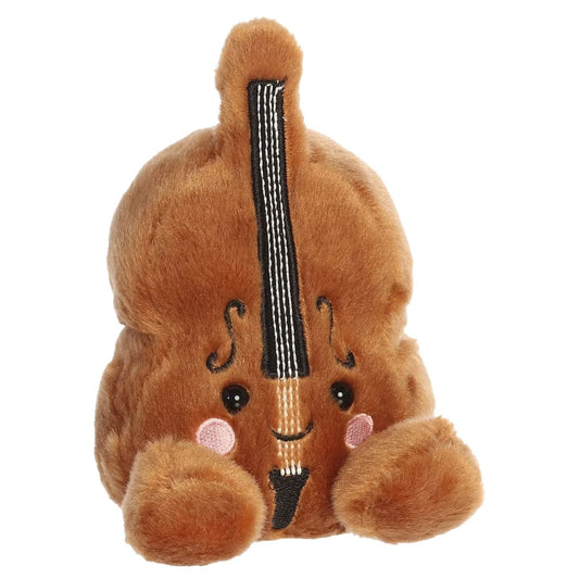 Aurora Palm Pals Whimsical Vanessa Violin 5-inch golden-brown stuffed animal plush featuring embroidered strings and f-holes.