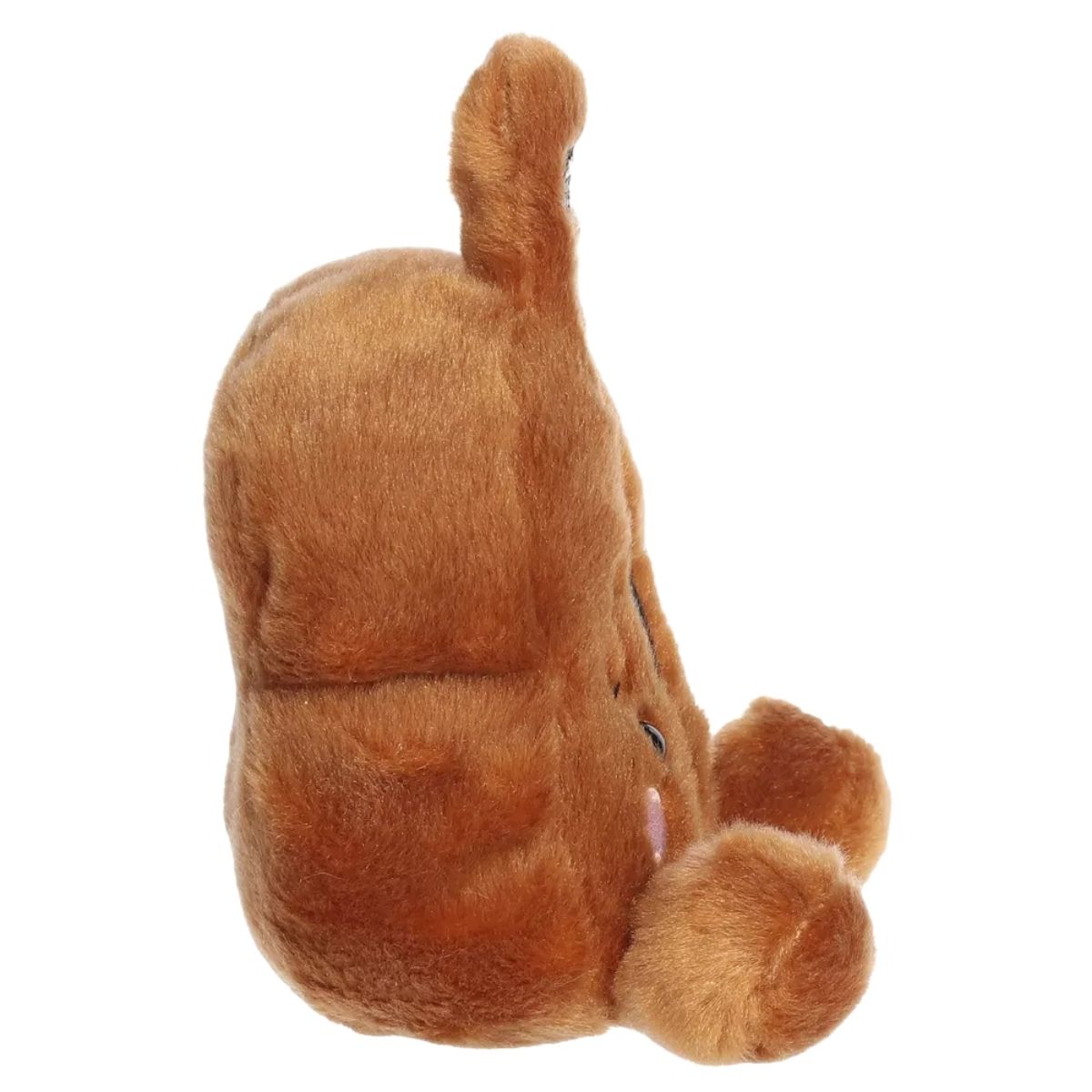 Side profile thumbnail of the golden-brown violin plush toy displaying neck scroll extension.