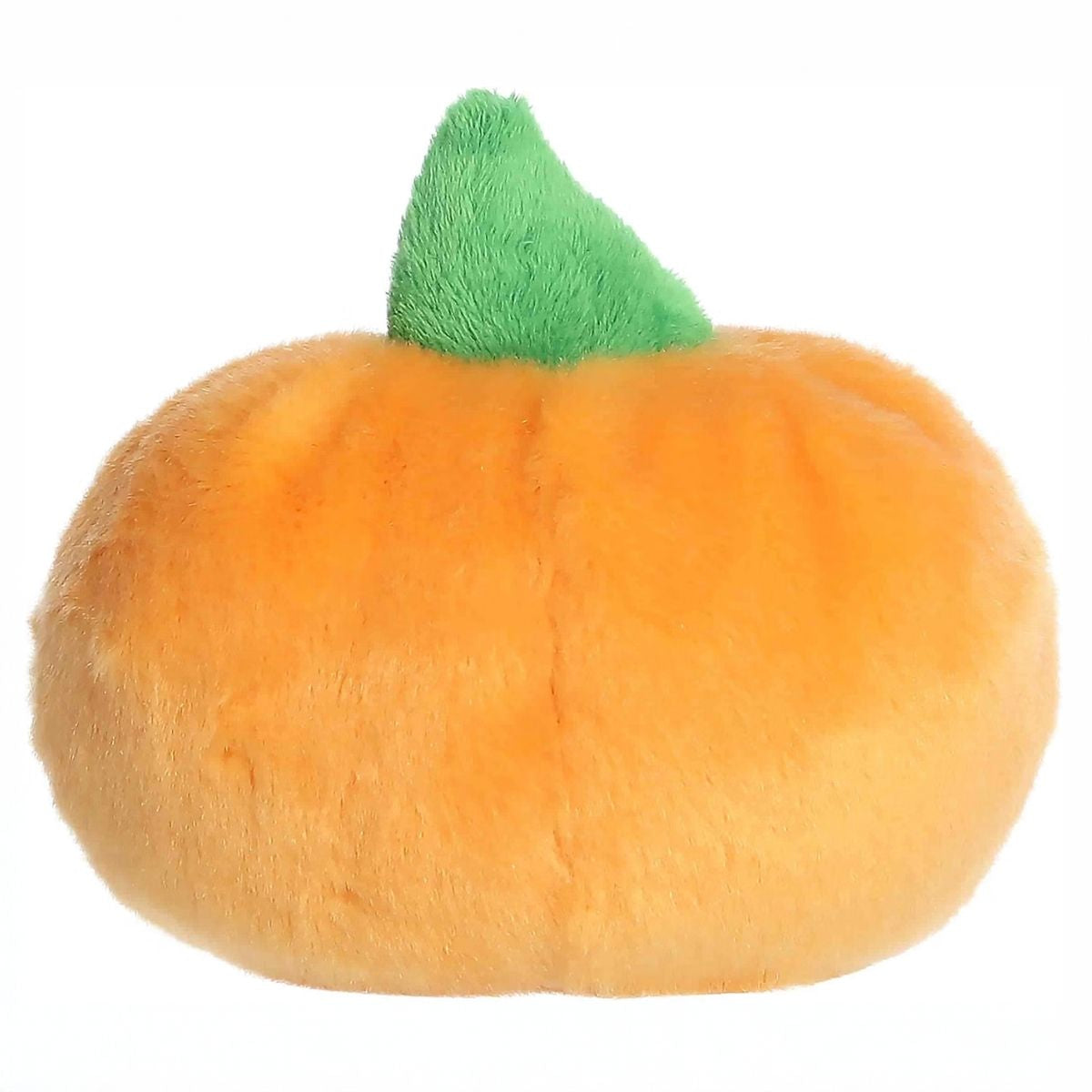 Rear view thumbnail showing the back of the plush orange pumpkin body and green stem.