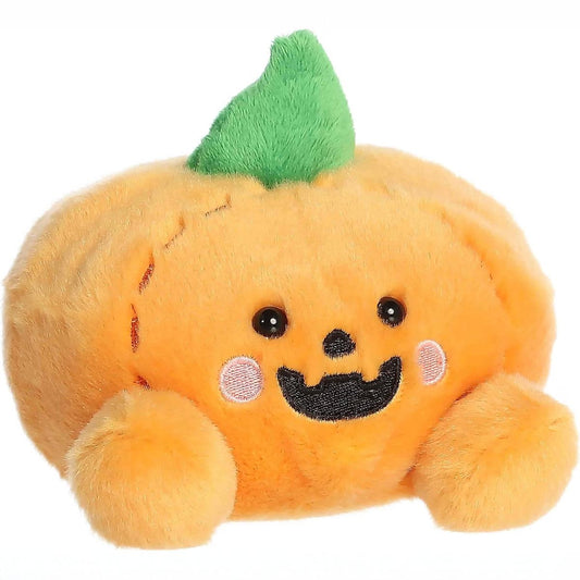 Aurora Palm Pals Wisp Jack O'Lantern 5-inch plush stuffed animal orange pumpkin with green stem.