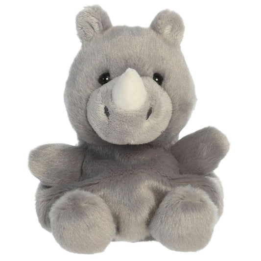 Front view thumbnail of sitting Jambo Rhino plush showing cream plush horn, rounded ears, and black eyes.
