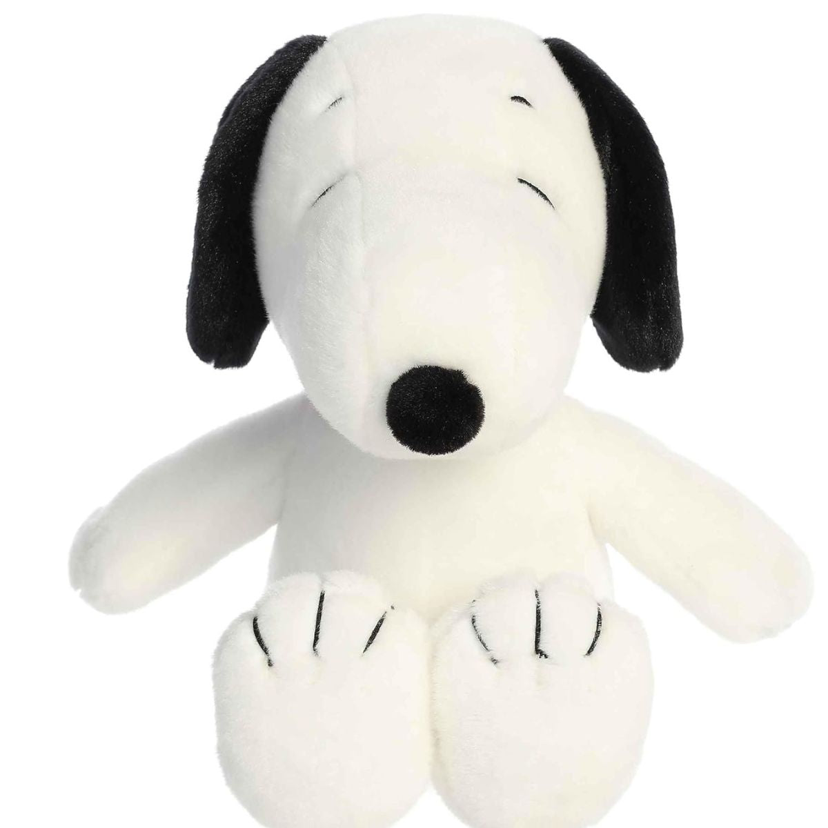 Front view thumbnail of sitting Aurora Peanuts Floppy Legs Snoopy 12-inch plush stuffed animal #40468.