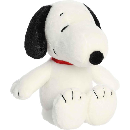 Aurora Peanuts Floppy Legs Snoopy 12-inch plush stuffed animal #40468 sitting at an angle with red collar.